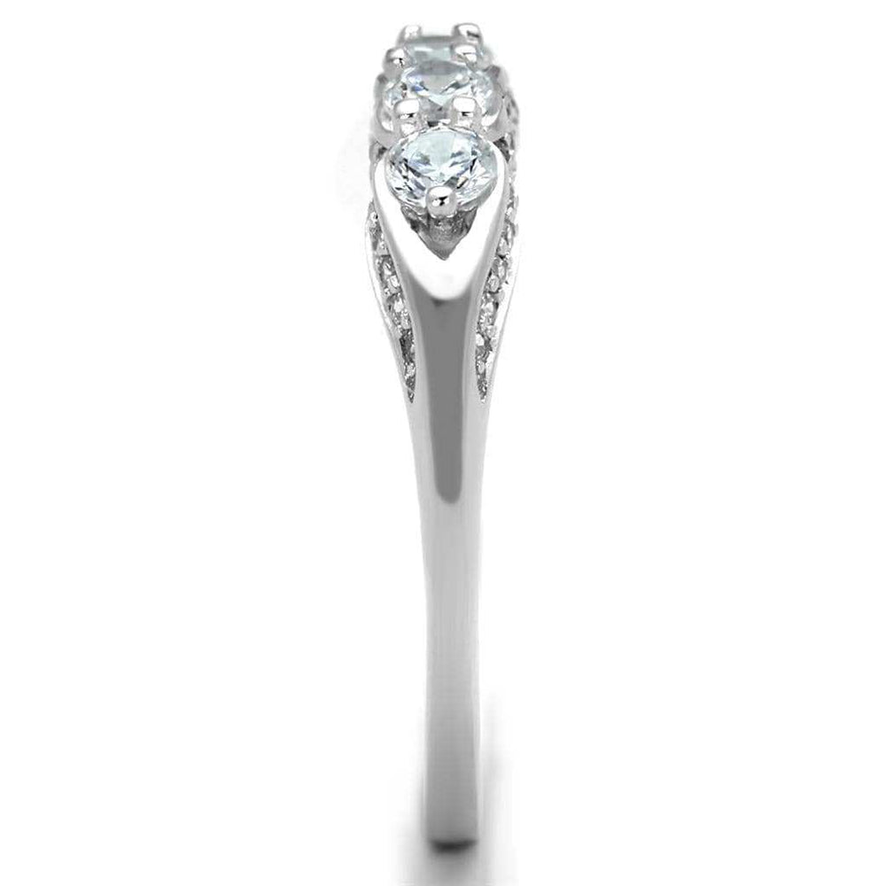 TS198 - Rhodium 925 Sterling Silver Ring with AAA Grade CZ in Clear - Alamode - Flyclothing LLC