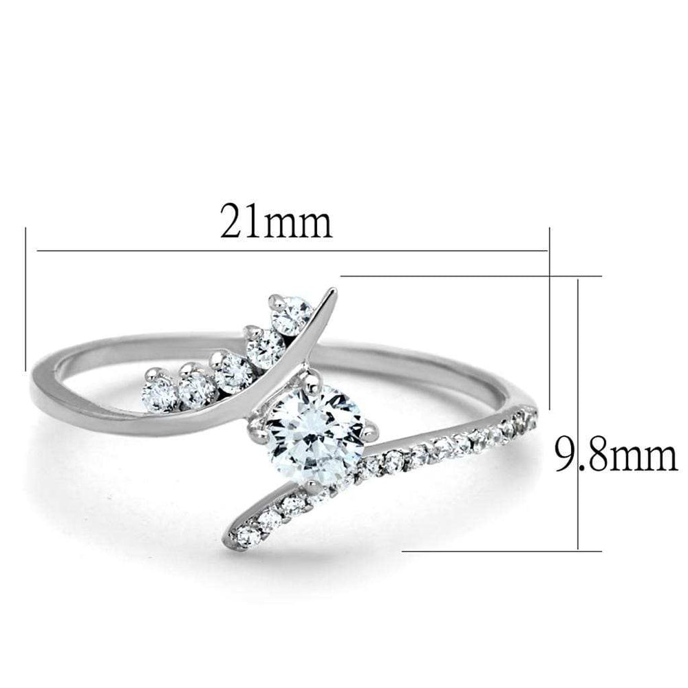 TS199 - Rhodium 925 Sterling Silver Ring with AAA Grade CZ in Clear - Alamode - Flyclothing LLC