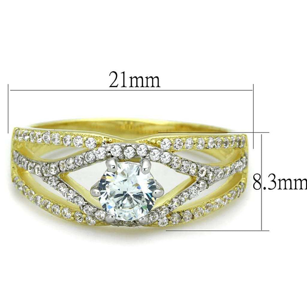 TS200 - Gold+Rhodium 925 Sterling Silver Ring with AAA Grade CZ in Clear - Alamode - Flyclothing LLC