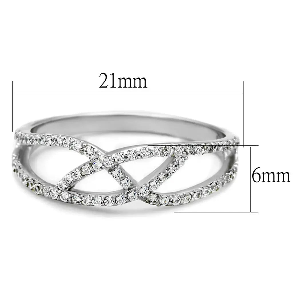 TS201 - Rhodium 925 Sterling Silver Ring with AAA Grade CZ in Clear - Alamode - Flyclothing LLC