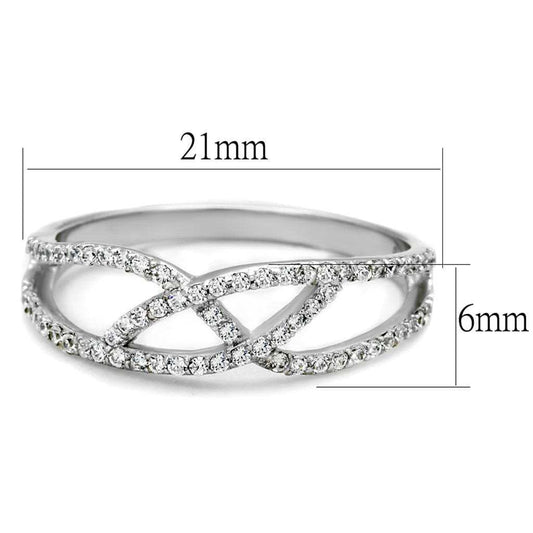 TS201 - Rhodium 925 Sterling Silver Ring with AAA Grade CZ in Clear - Alamode - Flyclothing LLC