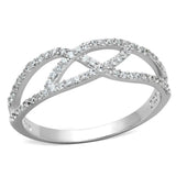 TS201 - Rhodium 925 Sterling Silver Ring with AAA Grade CZ in Clear - Alamode - Flyclothing LLC