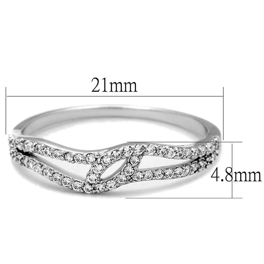 TS202 - Rhodium 925 Sterling Silver Ring with AAA Grade CZ in Clear - Alamode - Flyclothing LLC