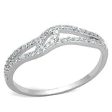 TS202 - Rhodium 925 Sterling Silver Ring with AAA Grade CZ in Clear - Alamode - Flyclothing LLC