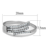 TS203 - Rhodium 925 Sterling Silver Ring with AAA Grade CZ  in Clear - Alamode