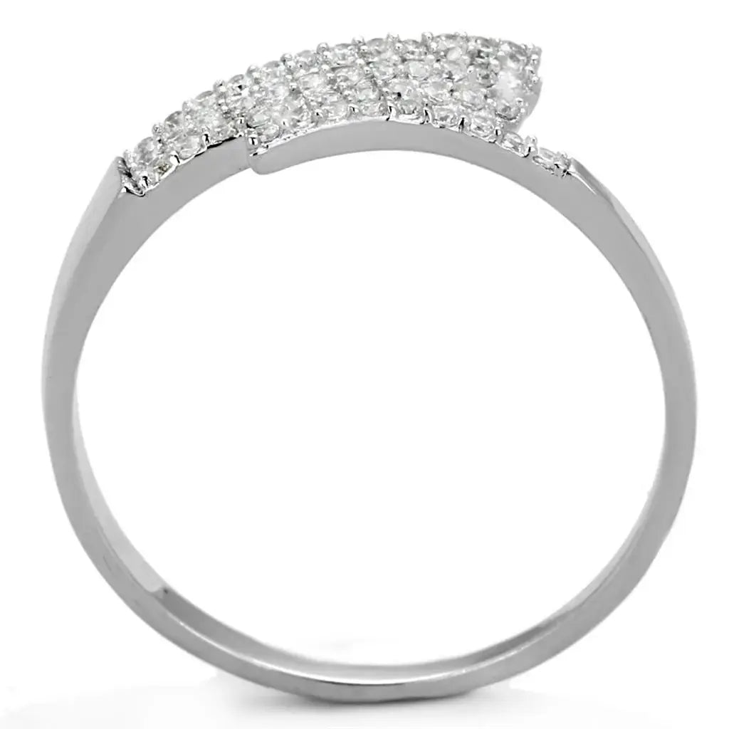 TS203 - Rhodium 925 Sterling Silver Ring with AAA Grade CZ in Clear - Alamode - Flyclothing LLC