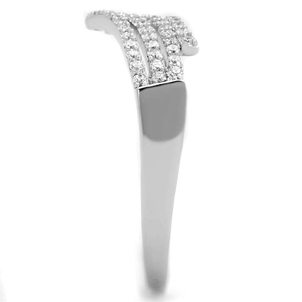 TS203 - Rhodium 925 Sterling Silver Ring with AAA Grade CZ in Clear - Alamode - Flyclothing LLC