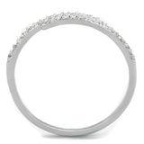 TS204 - Rhodium 925 Sterling Silver Ring with AAA Grade CZ  in Clear - Alamode