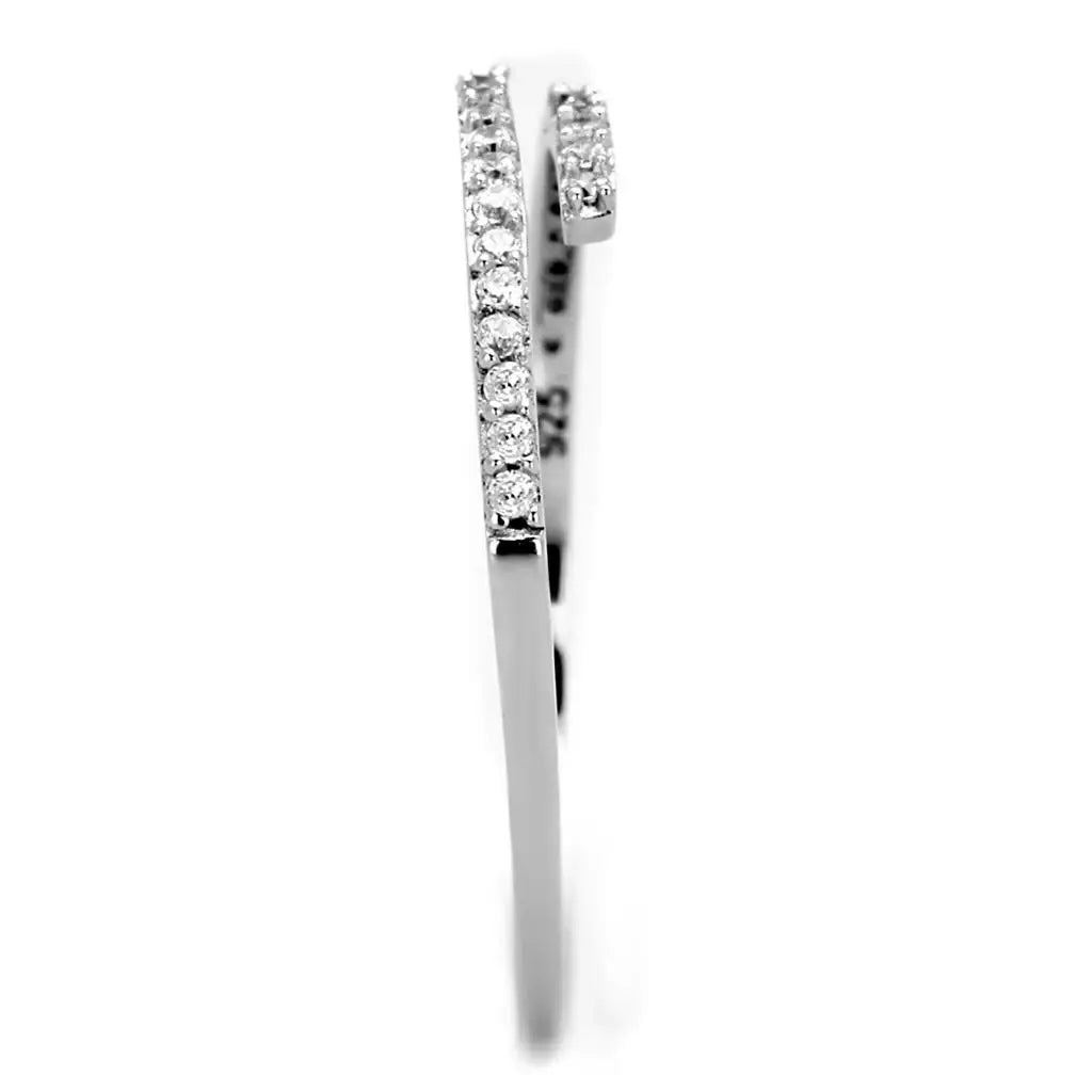 TS204 - Rhodium 925 Sterling Silver Ring with AAA Grade CZ in Clear - Alamode - Flyclothing LLC