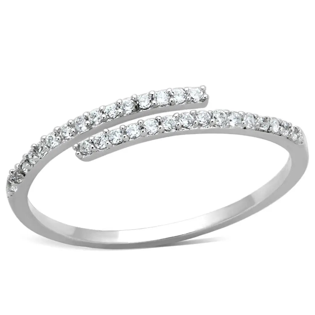 TS204 - Rhodium 925 Sterling Silver Ring with AAA Grade CZ in Clear - Alamode - Flyclothing LLC