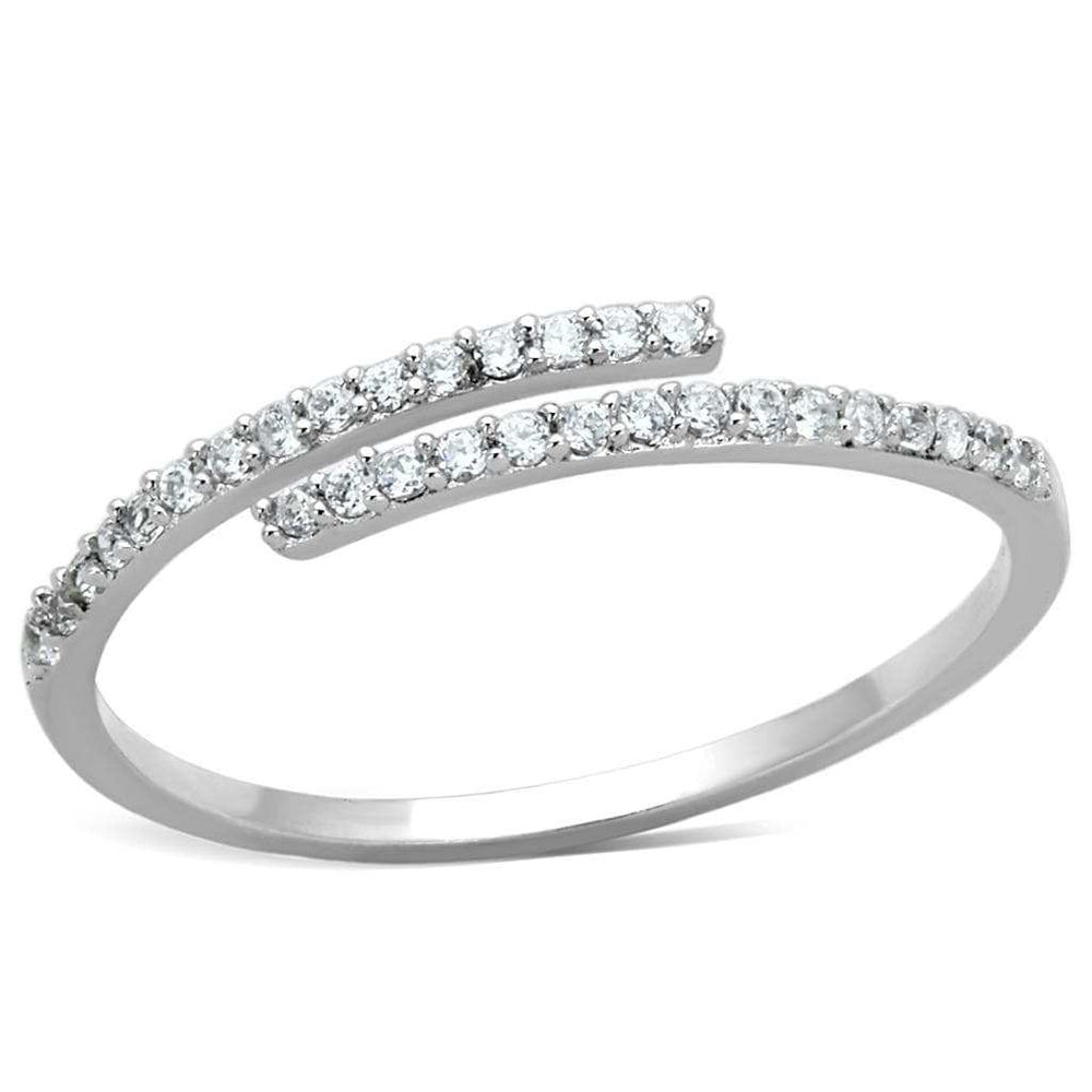 TS204 - Rhodium 925 Sterling Silver Ring with AAA Grade CZ in Clear - Alamode - Flyclothing LLC
