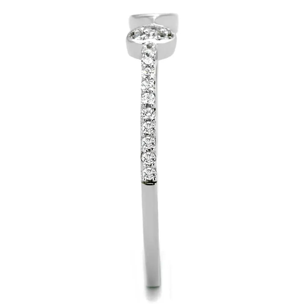 TS205 - Rhodium 925 Sterling Silver Ring with AAA Grade CZ in Clear - Alamode - Flyclothing LLC