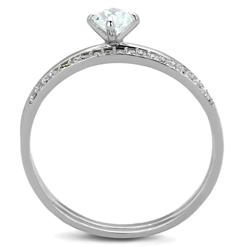 TS206 - Rhodium 925 Sterling Silver Ring with AAA Grade CZ in Clear - Alamode - Flyclothing LLC
