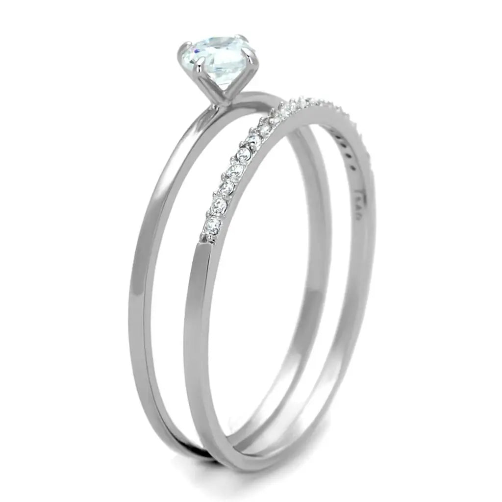 TS206 - Rhodium 925 Sterling Silver Ring with AAA Grade CZ in Clear - Alamode - Flyclothing LLC