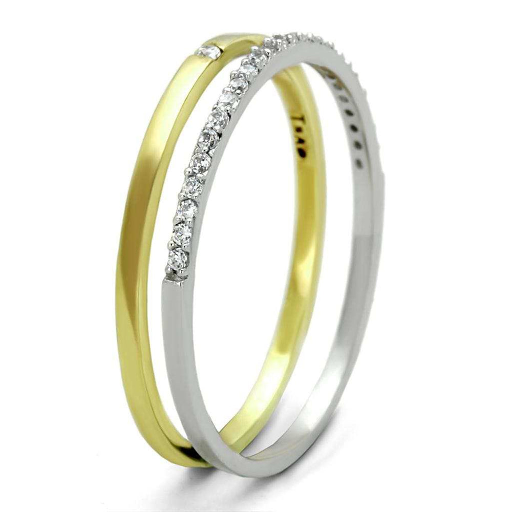 TS207 - Gold+Rhodium 925 Sterling Silver Ring with AAA Grade CZ in Clear - Alamode - Flyclothing LLC