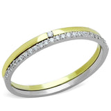 TS207 - Gold+Rhodium 925 Sterling Silver Ring with AAA Grade CZ in Clear - Alamode - Flyclothing LLC