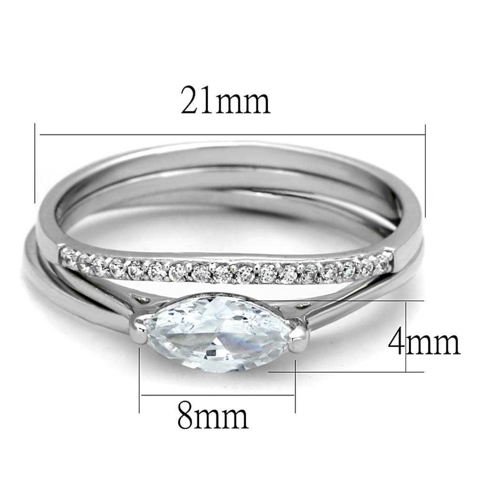 TS208 - Rhodium 925 Sterling Silver Ring with AAA Grade CZ in Clear - Alamode - Flyclothing LLC