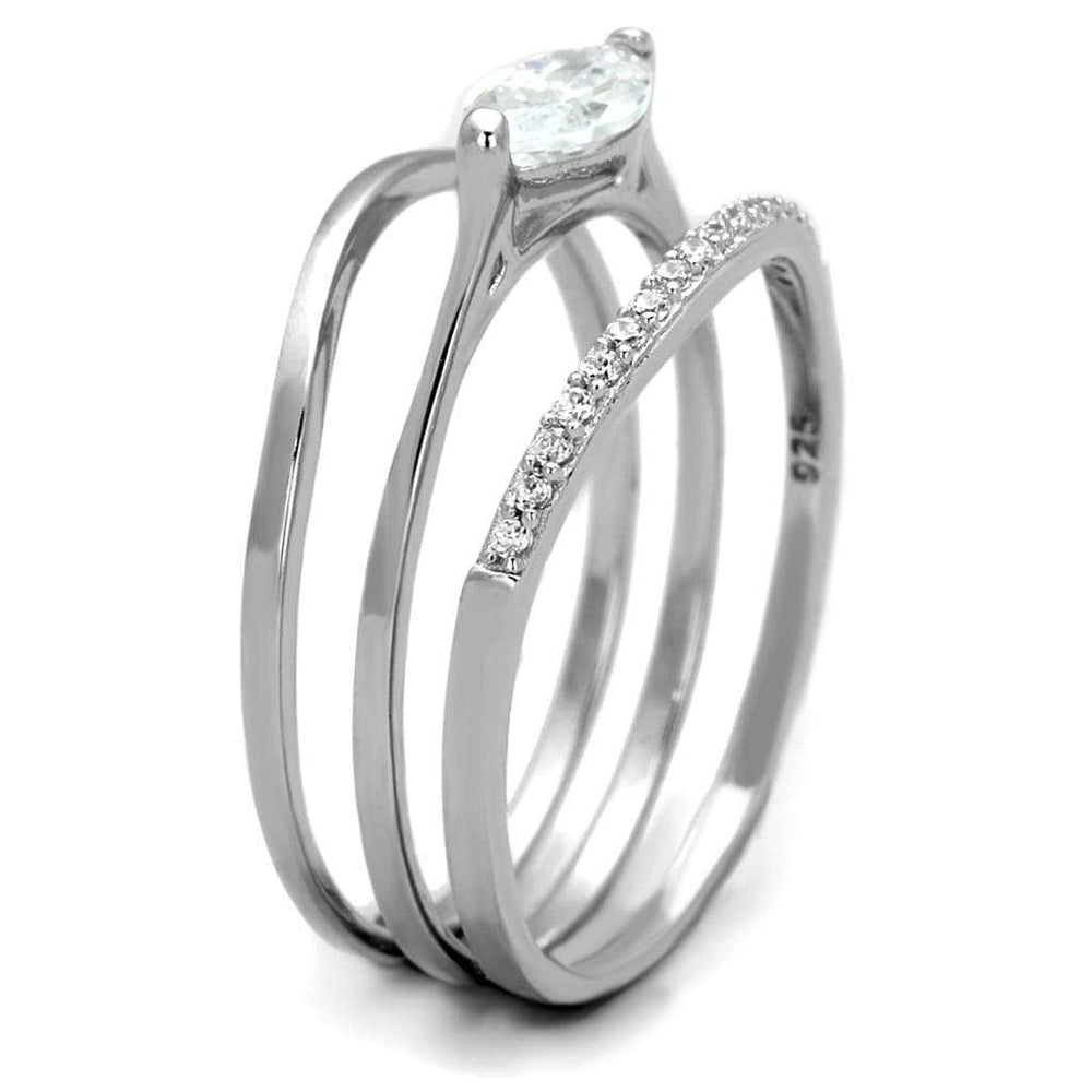 TS208 - Rhodium 925 Sterling Silver Ring with AAA Grade CZ in Clear - Alamode - Flyclothing LLC