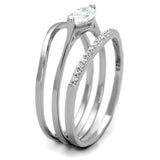 TS208 - Rhodium 925 Sterling Silver Ring with AAA Grade CZ  in Clear - Alamode