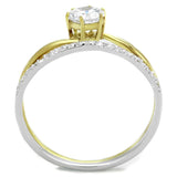 TS209 - Gold+Rhodium 925 Sterling Silver Ring with AAA Grade CZ  in Clear - Alamode