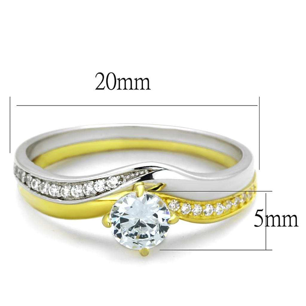 TS210 - Gold+Rhodium 925 Sterling Silver Ring with AAA Grade CZ in Clear - Alamode - Flyclothing LLC