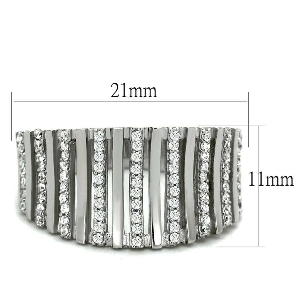 TS211 - Rhodium 925 Sterling Silver Ring with AAA Grade CZ in Clear - Alamode - Flyclothing LLC