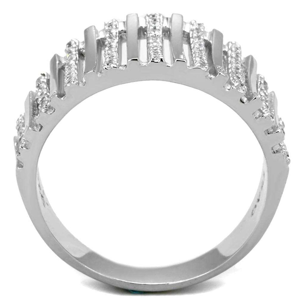TS211 - Rhodium 925 Sterling Silver Ring with AAA Grade CZ in Clear - Alamode - Flyclothing LLC