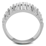 TS211 - Rhodium 925 Sterling Silver Ring with AAA Grade CZ  in Clear - Alamode
