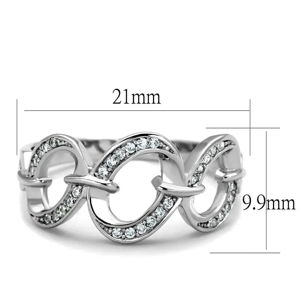 TS212 - Rhodium 925 Sterling Silver Ring with AAA Grade CZ in Clear - Alamode - Flyclothing LLC