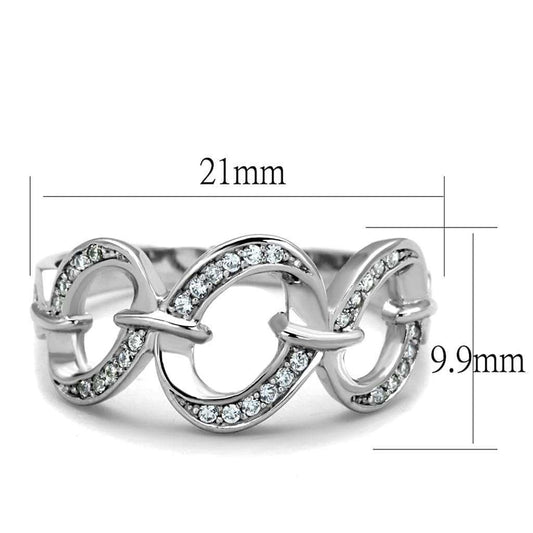 TS212 - Rhodium 925 Sterling Silver Ring with AAA Grade CZ in Clear - Alamode - Flyclothing LLC