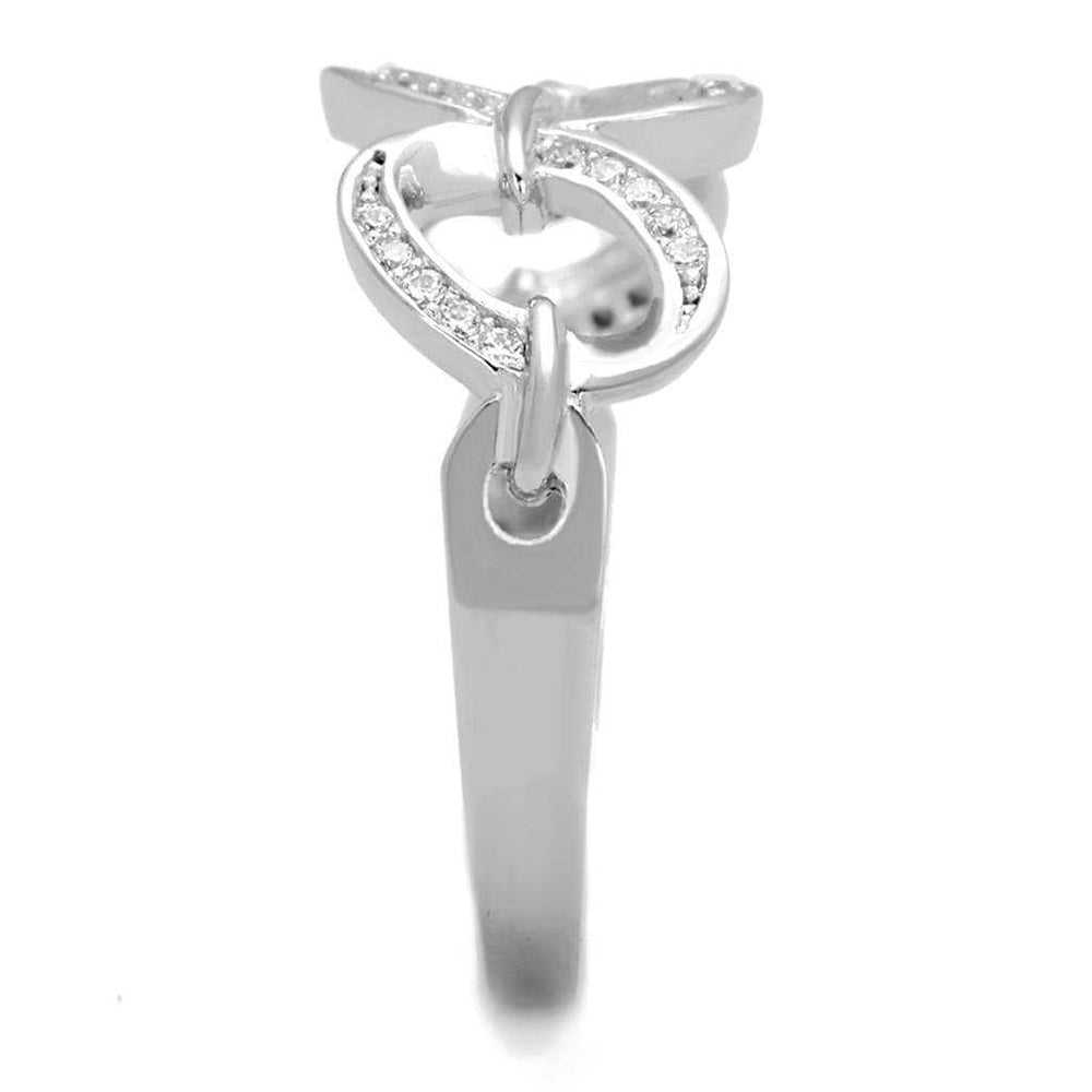 TS212 - Rhodium 925 Sterling Silver Ring with AAA Grade CZ in Clear - Alamode - Flyclothing LLC