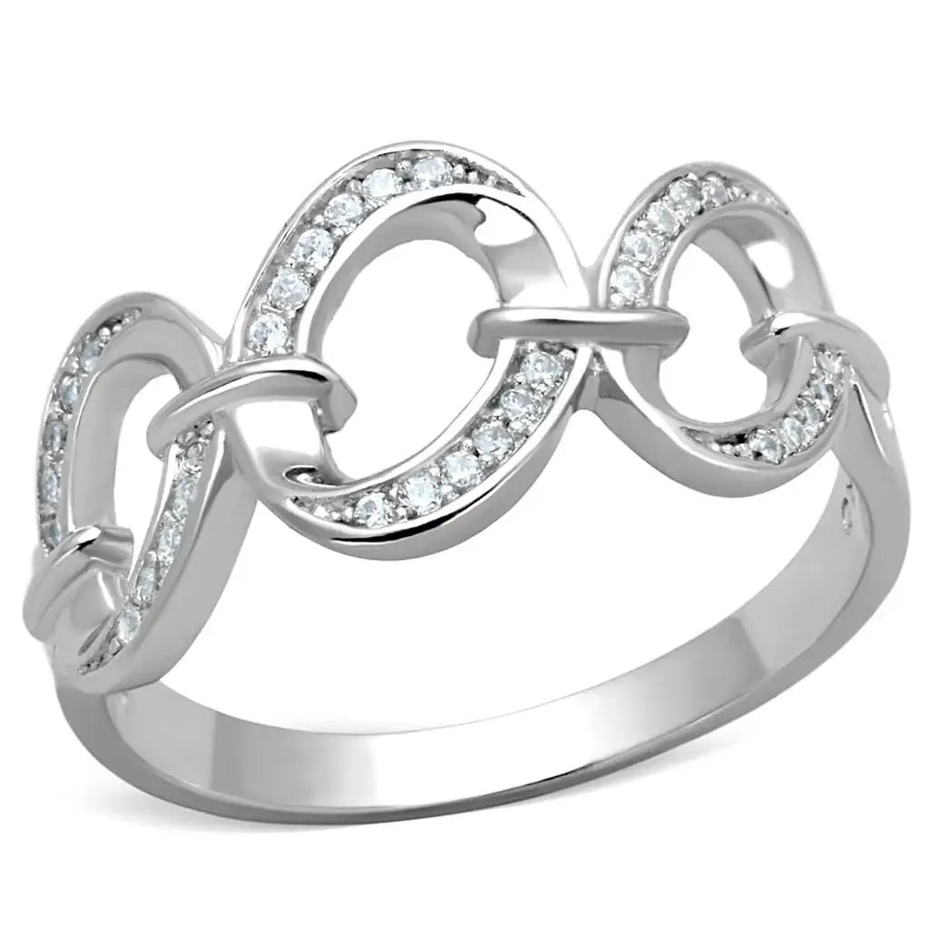 TS212 - Rhodium 925 Sterling Silver Ring with AAA Grade CZ in Clear - Alamode - Flyclothing LLC