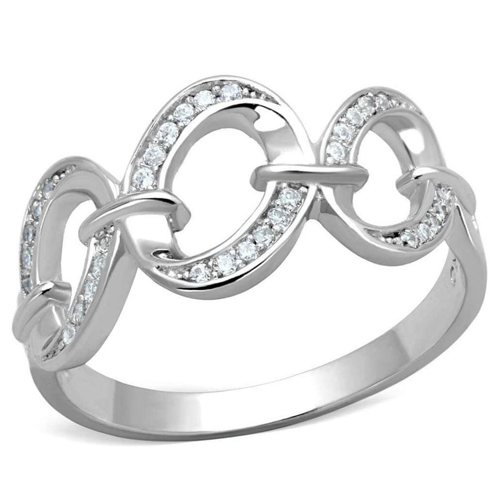 TS212 - Rhodium 925 Sterling Silver Ring with AAA Grade CZ in Clear - Alamode - Flyclothing LLC
