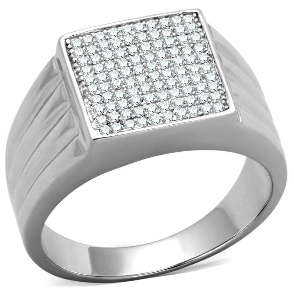 TS214 - Rhodium 925 Sterling Silver Ring with AAA Grade CZ in Clear - Alamode - Flyclothing LLC