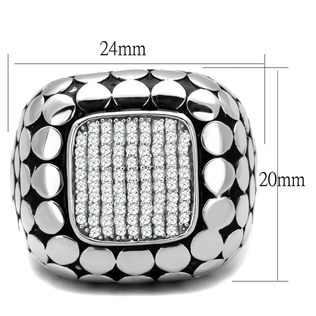 TS215 - Rhodium 925 Sterling Silver Ring with AAA Grade CZ in Clear - Alamode - Flyclothing LLC