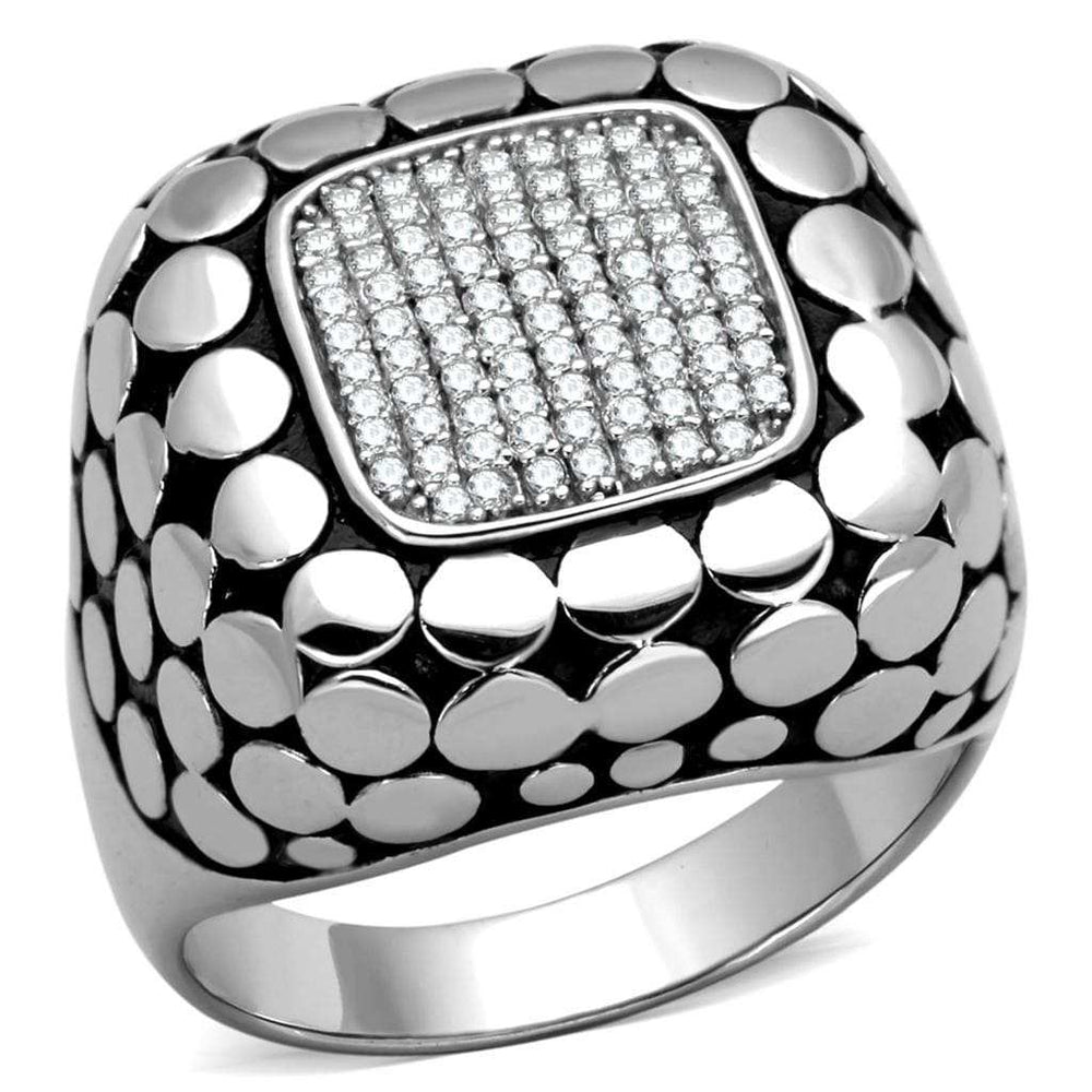 TS215 - Rhodium 925 Sterling Silver Ring with AAA Grade CZ in Clear - Alamode - Flyclothing LLC