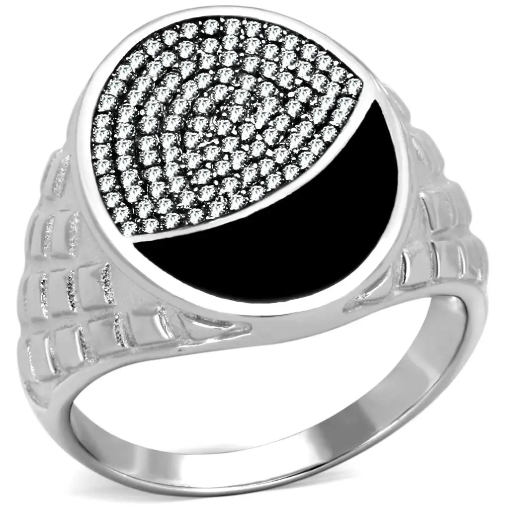 TS216 - Rhodium 925 Sterling Silver Ring with AAA Grade CZ in Clear - Alamode - Flyclothing LLC