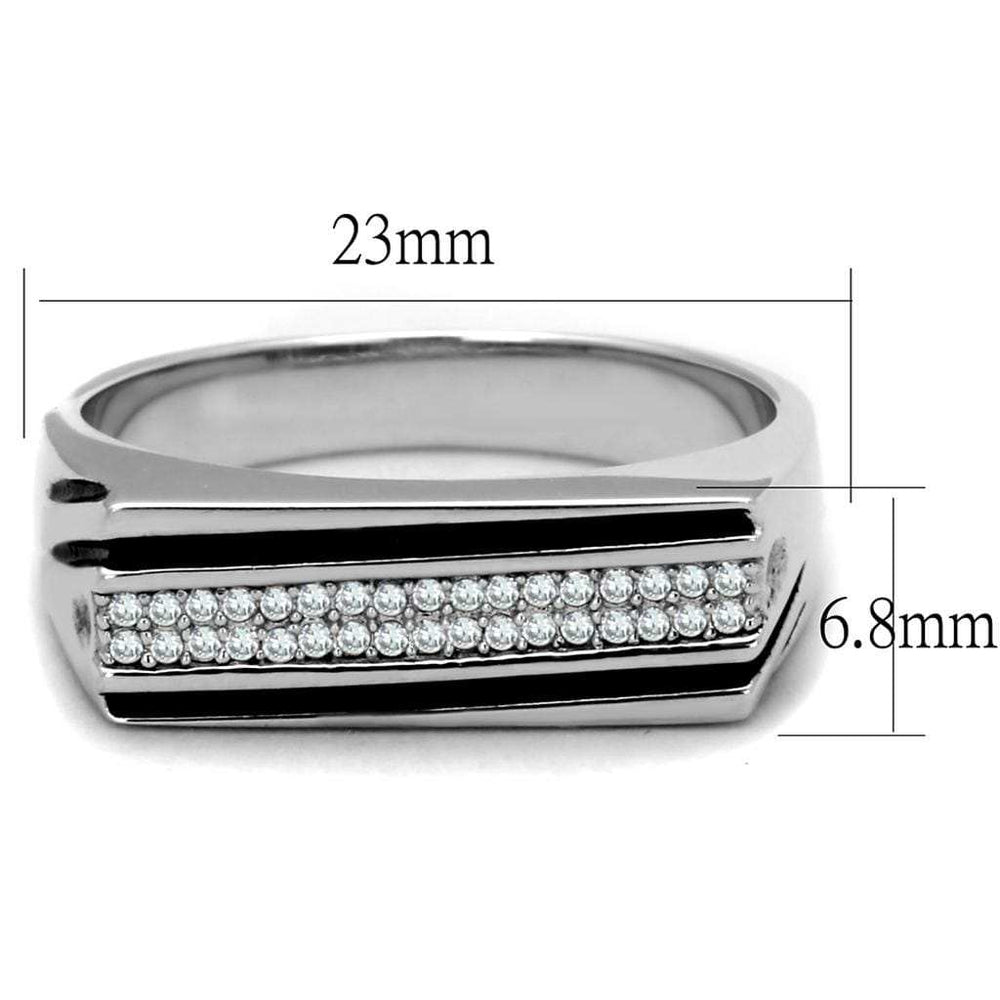 TS217 - Rhodium 925 Sterling Silver Ring with AAA Grade CZ in Clear - Alamode - Flyclothing LLC
