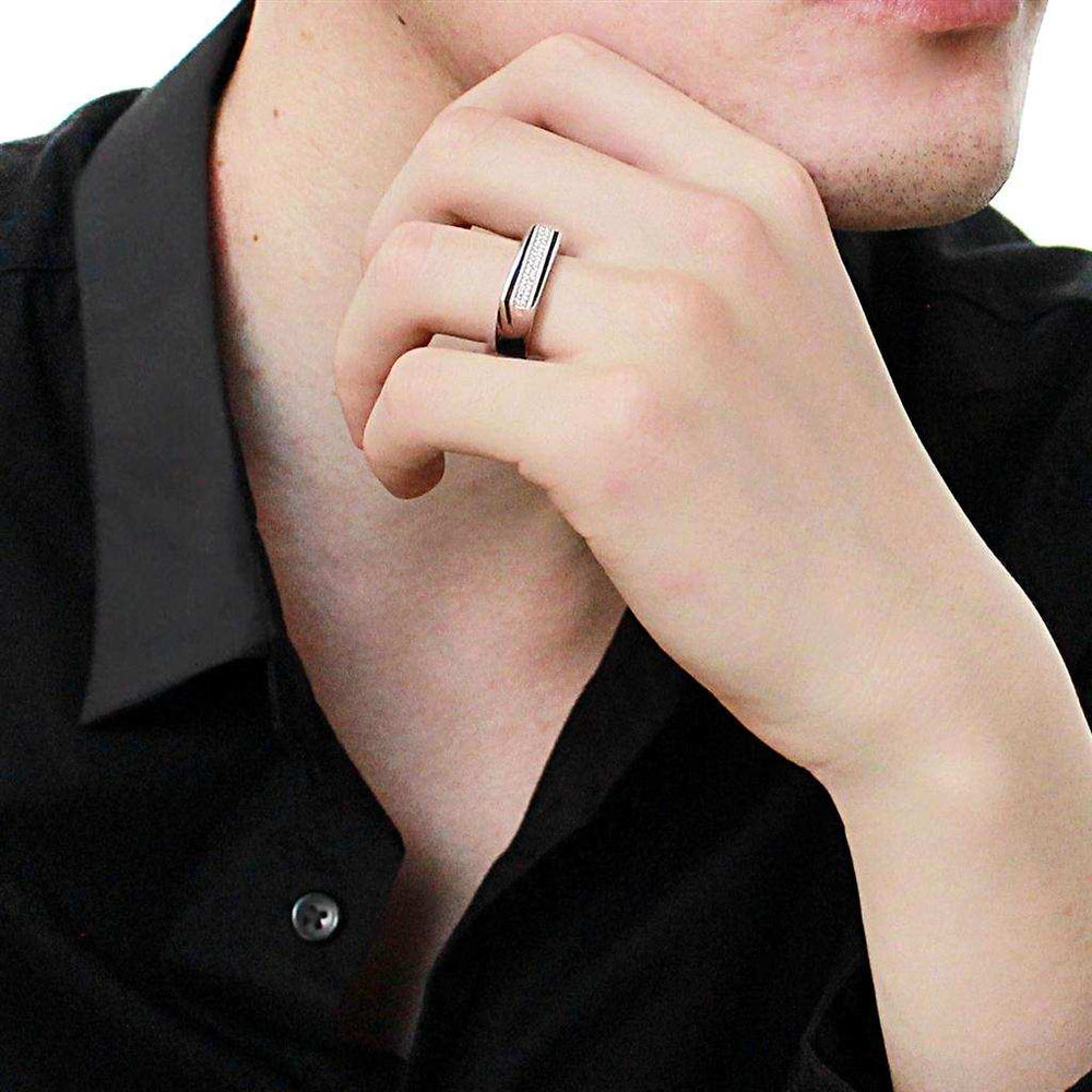 TS217 - Rhodium 925 Sterling Silver Ring with AAA Grade CZ in Clear - Alamode - Flyclothing LLC