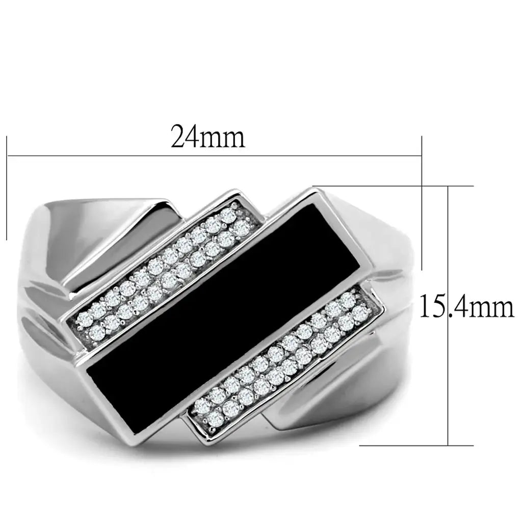 TS218 - Rhodium 925 Sterling Silver Ring with AAA Grade CZ in Clear - Alamode - Flyclothing LLC