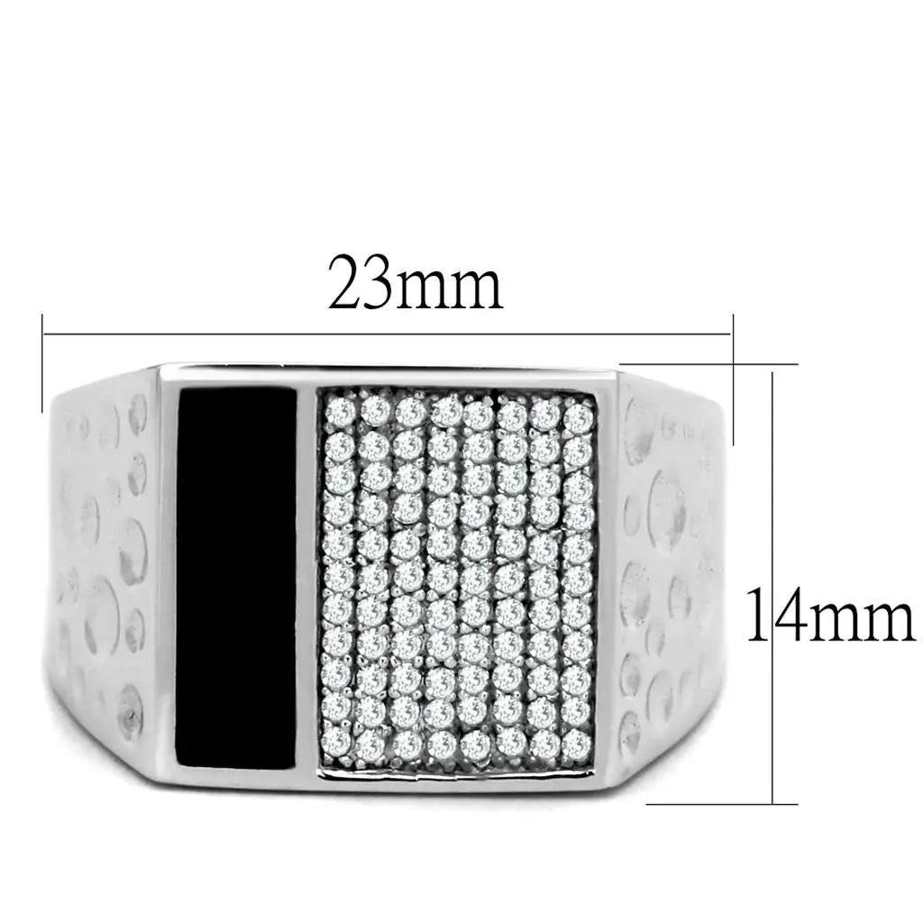 TS219 - Rhodium 925 Sterling Silver Ring with AAA Grade CZ in Clear - Alamode - Flyclothing LLC