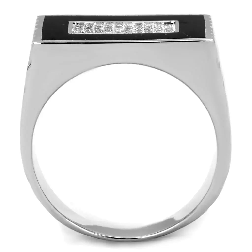 TS220 - Rhodium 925 Sterling Silver Ring with AAA Grade CZ in Clear - Alamode - Flyclothing LLC