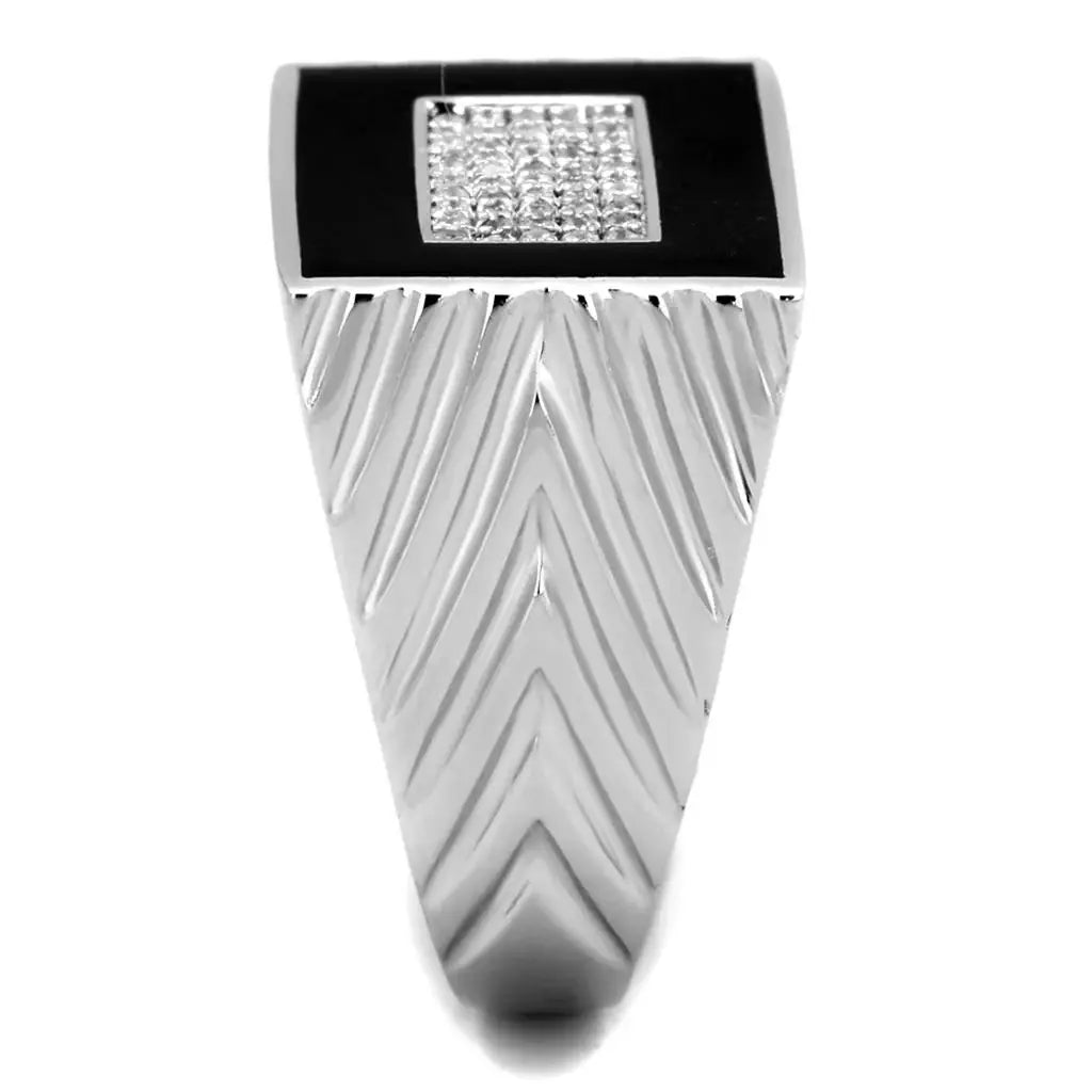 TS220 - Rhodium 925 Sterling Silver Ring with AAA Grade CZ in Clear - Alamode - Flyclothing LLC