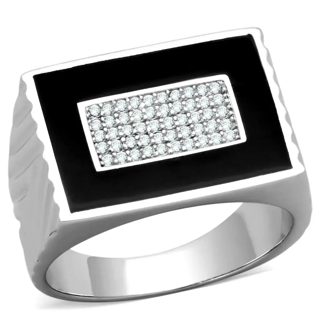 TS220 - Rhodium 925 Sterling Silver Ring with AAA Grade CZ in Clear - Alamode - Flyclothing LLC