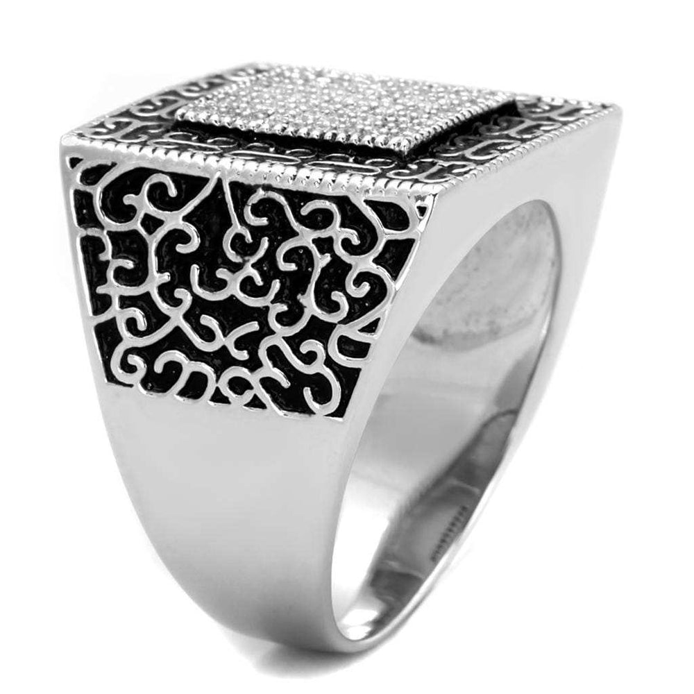TS221 - Rhodium 925 Sterling Silver Ring with AAA Grade CZ in Clear - Alamode - Flyclothing LLC