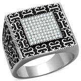 TS221 - Rhodium 925 Sterling Silver Ring with AAA Grade CZ in Clear - Alamode - Flyclothing LLC