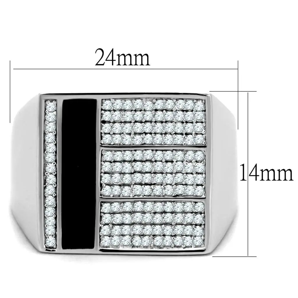 TS222 - Rhodium 925 Sterling Silver Ring with AAA Grade CZ in Clear - Alamode - Flyclothing LLC