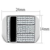 TS222 - Rhodium 925 Sterling Silver Ring with AAA Grade CZ  in Clear - Alamode