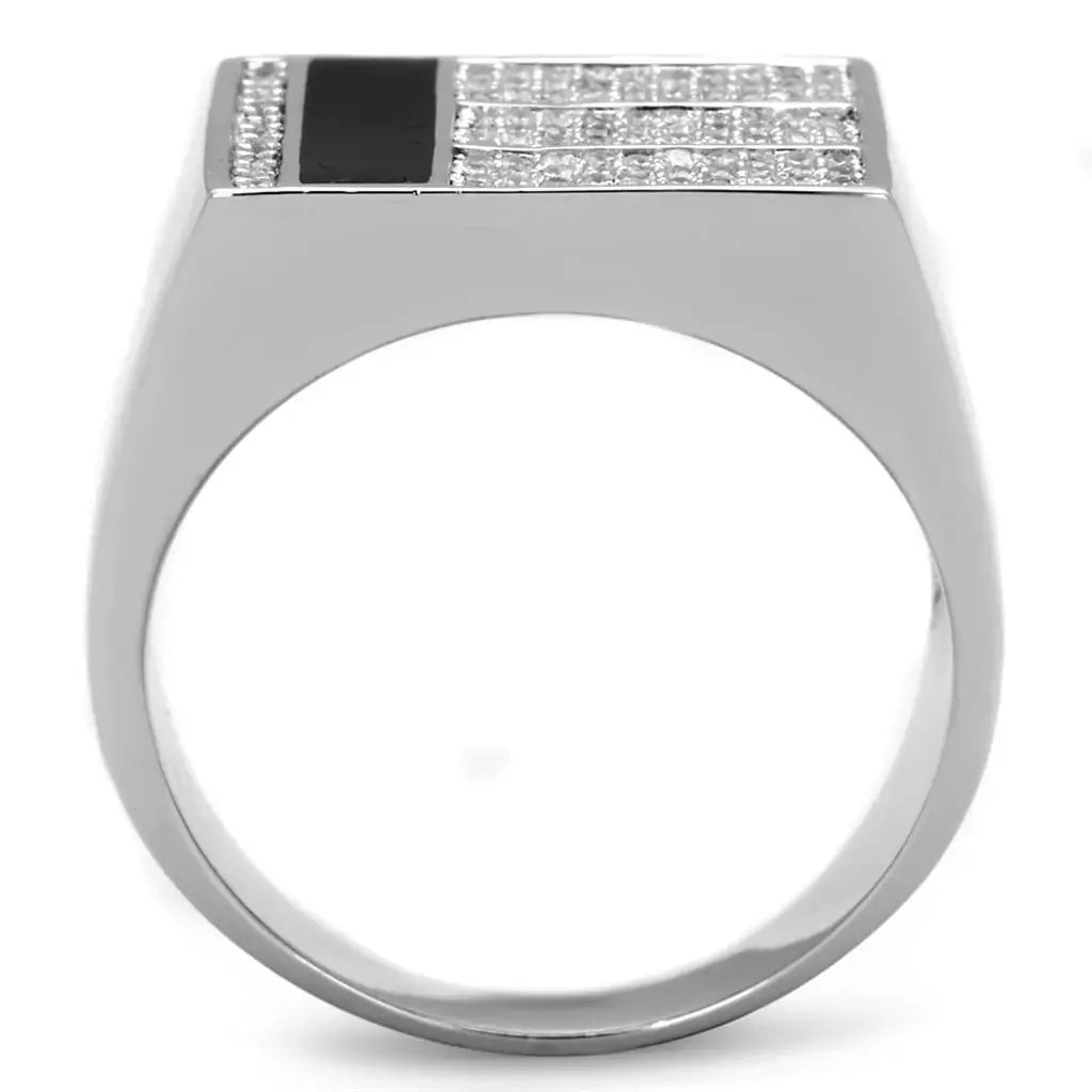 TS222 - Rhodium 925 Sterling Silver Ring with AAA Grade CZ in Clear - Alamode - Flyclothing LLC