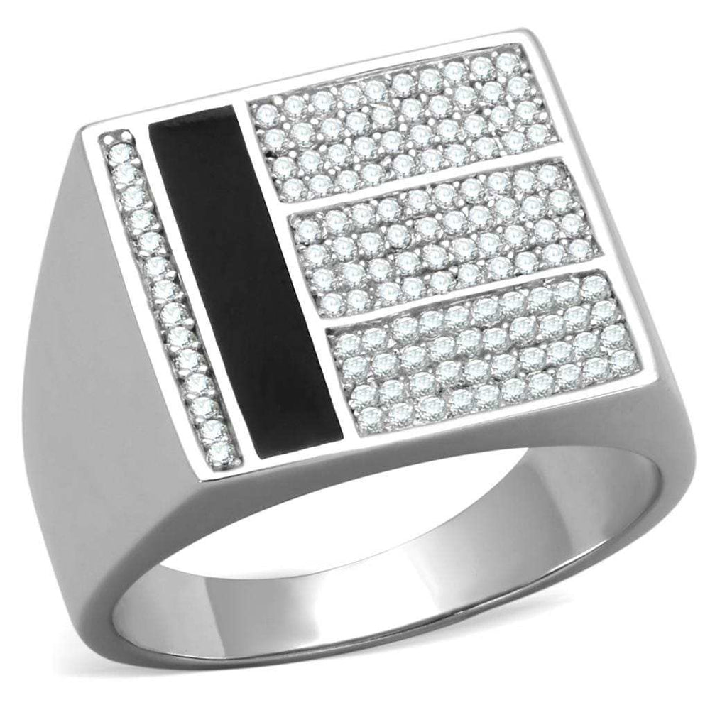 TS222 - Rhodium 925 Sterling Silver Ring with AAA Grade CZ in Clear - Alamode - Flyclothing LLC